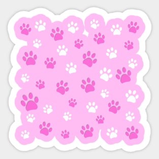 Pink paw prints pattern Sticker